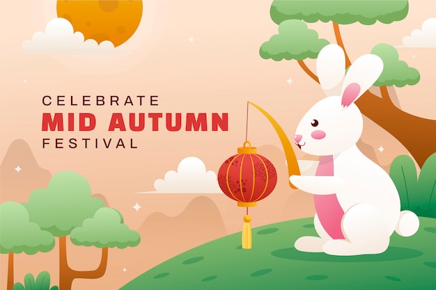 Free vector gradient background for chinese mid-autumn festival celebration