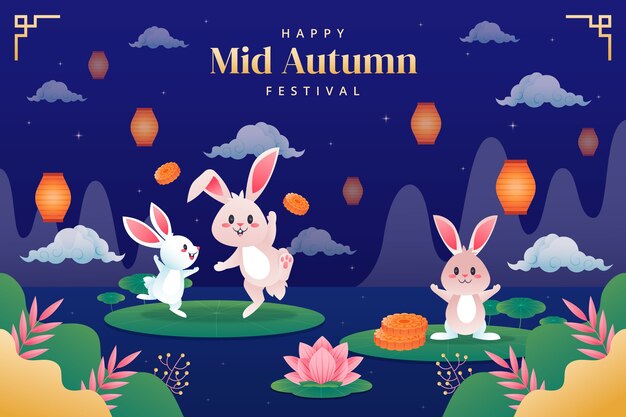 Gradient background for chinese mid-autumn festival celebration