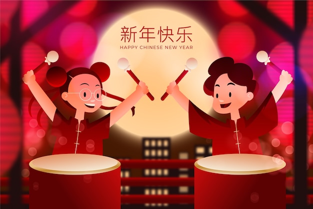 中国の新年祭のグラディエントの背景