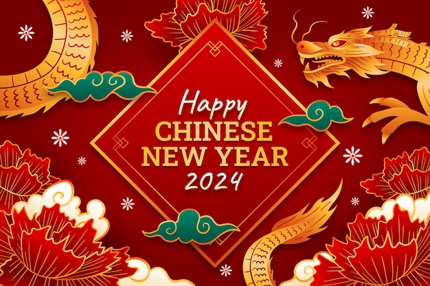 Free vector gradient background for chinese new year festival