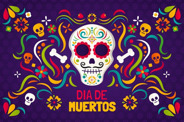 Free vector gradient background for dia de muertos celebration