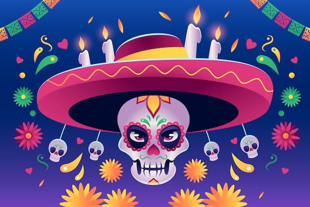 Gradient background for dia de muertos celebration