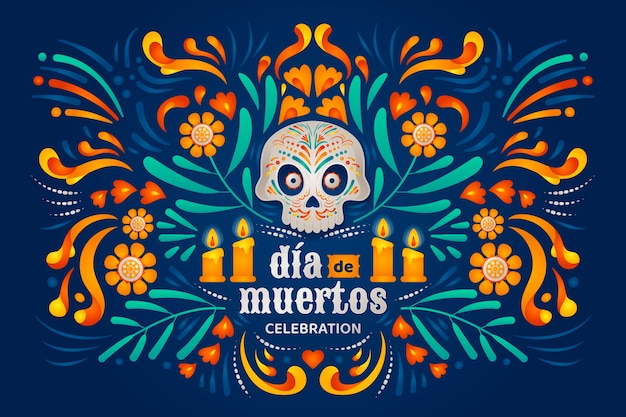 dia de muertos 축하를 위한 그라데이션 배경