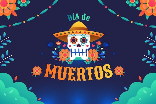 Free vector gradient background for dia de muertos celebration