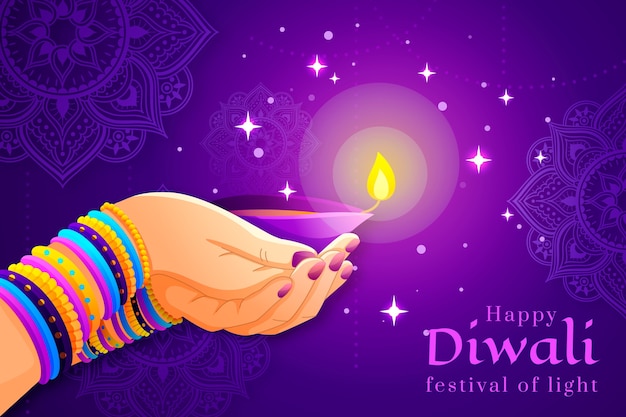 Free vector gradient background for diwali festival celebration