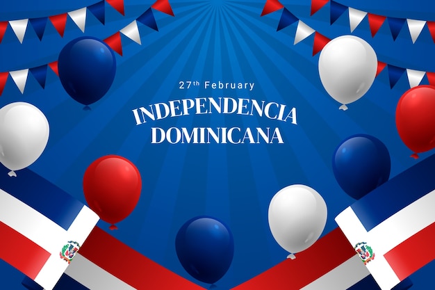 Vettore gratuito sfondio gradiente per la celebrazione della giornata dell'indipendenza della repubblica dominicana