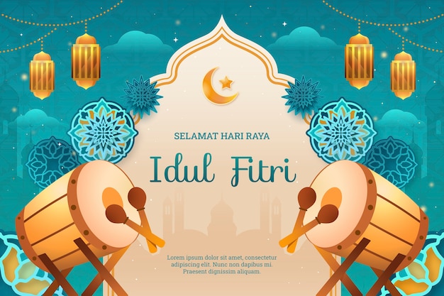 Vettore gratuito sfondo sfumato per la celebrazione di eid al-fitr