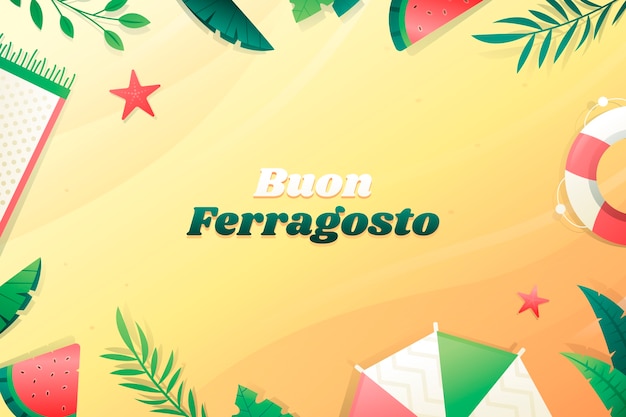 Vettore gratuito sfondo sfumato per la celebrazione del ferragosto