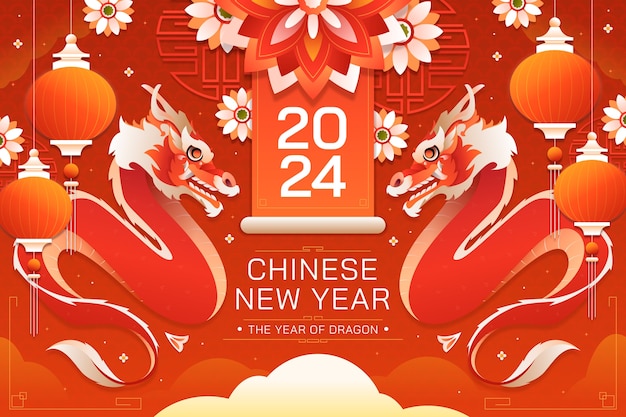 無料ベクター 中国の新年祭のグラディエントの背景