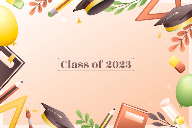 無料ベクター 2023年卒業の授業のグラデーション背景