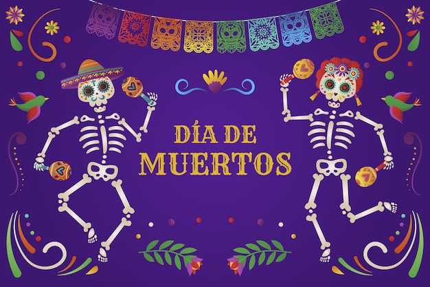 Бесплатное векторное изображение Градиентный фон для празднования dia de muertos