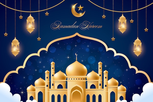 Бесплатное векторное изображение Градиентный фон для исламского празднования рамадана.
