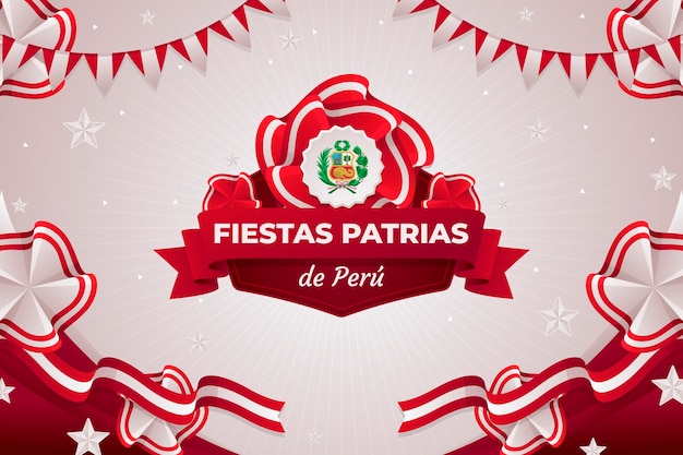 무료 벡터 페루 fiestas patrias 축하 그라데이션 배경