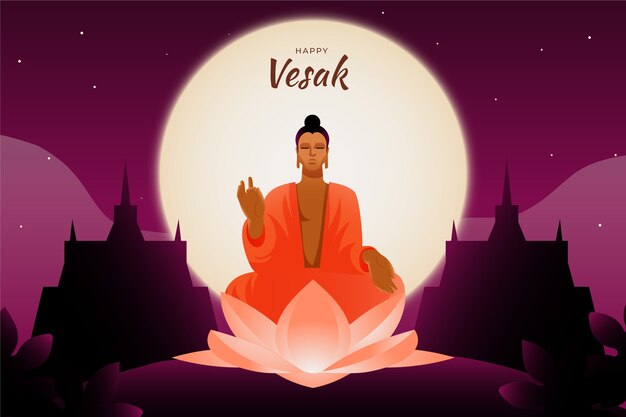 무료 벡터 vesak 날 축제 축하 그라데이션 배경