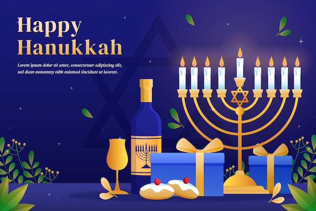 Free vector gradient background for hanukkah celebration