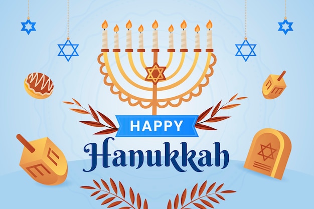 Free vector gradient background for hanukkah celebration