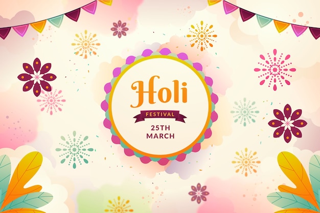 Free vector gradient background for holi festival celebration