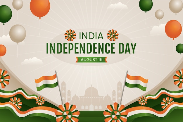 Free vector gradient background for india independence day celebration