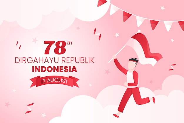 Gradient background for indonesia independence day celebration