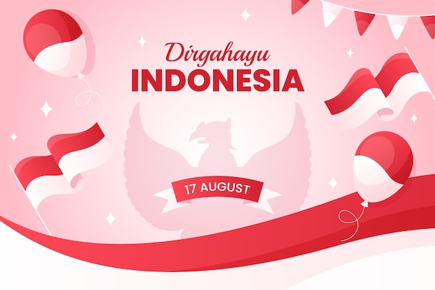 Gradient background for indonesia independence day celebration