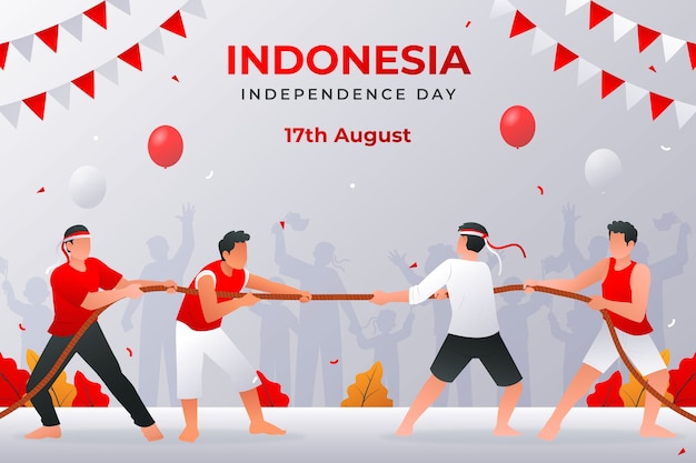 Vettore gratuito sfondo sfumato per la celebrazione del giorno dell'indipendenza dell'indonesia