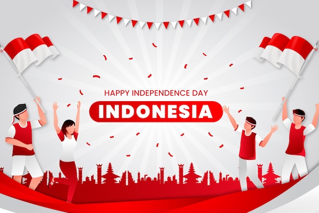Градиентный фон для празднования дня независимости индонезии