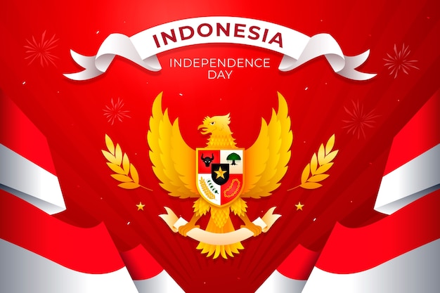 Vettore gratuito sfondo sfumato per la celebrazione del giorno dell'indipendenza dell'indonesia