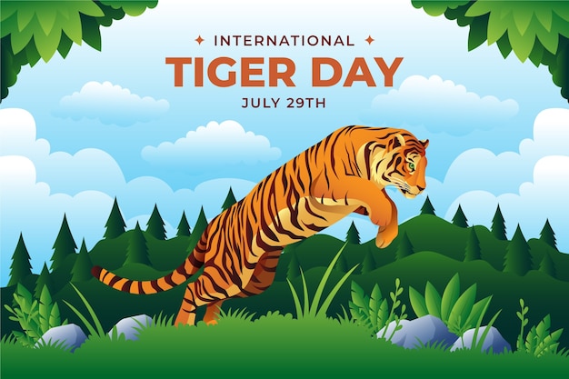 Free vector gradient background for international tiger day awareness