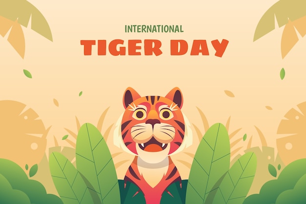 Free vector gradient background for international tiger day celebration