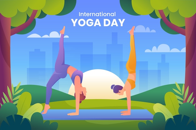 Free vector gradient background for international yoga day celebration