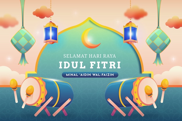 Free vector gradient background for islamic eid al-fitr celebration