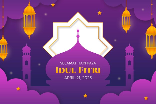 Free vector gradient background for islamic eid al-fitr celebration