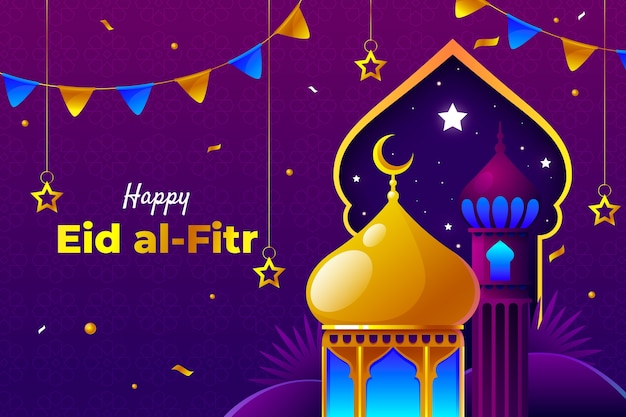 Free vector gradient background for islamic eid al-fitr celebration