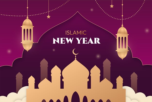 Free vector gradient background for islamic new year celebration