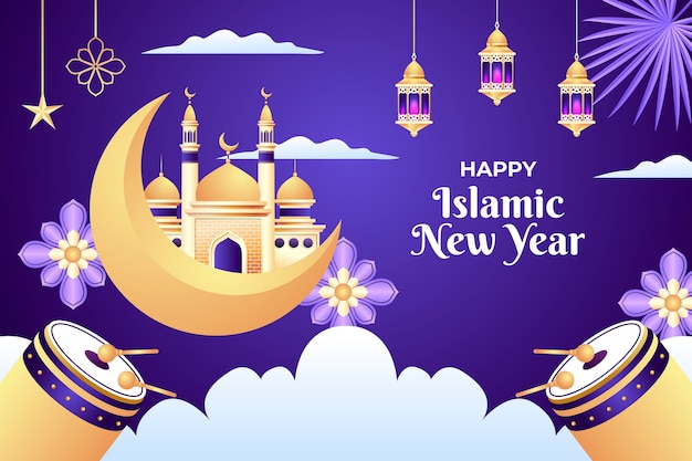 Gradient background for islamic new year celebration