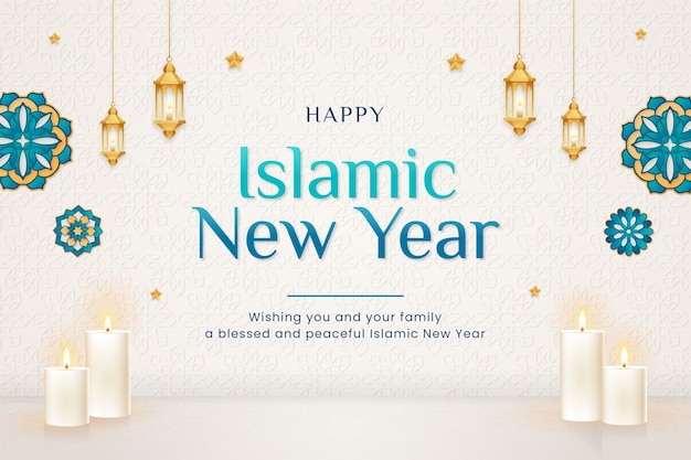 Vettore gratuito sfondo sfumato per la celebrazione del capodanno islamico