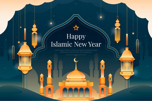 이슬람 신년 축하를 위한 그라데이션 배경