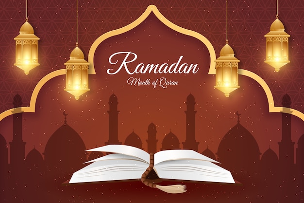 Vettore gratuito sfondio gradiente per la celebrazione islamica del ramadan.