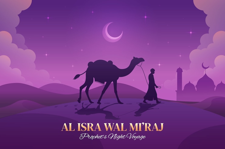 Free Vector gradient background for isra miraj