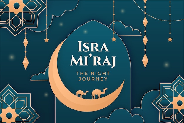 Free vector gradient background for isra miraj