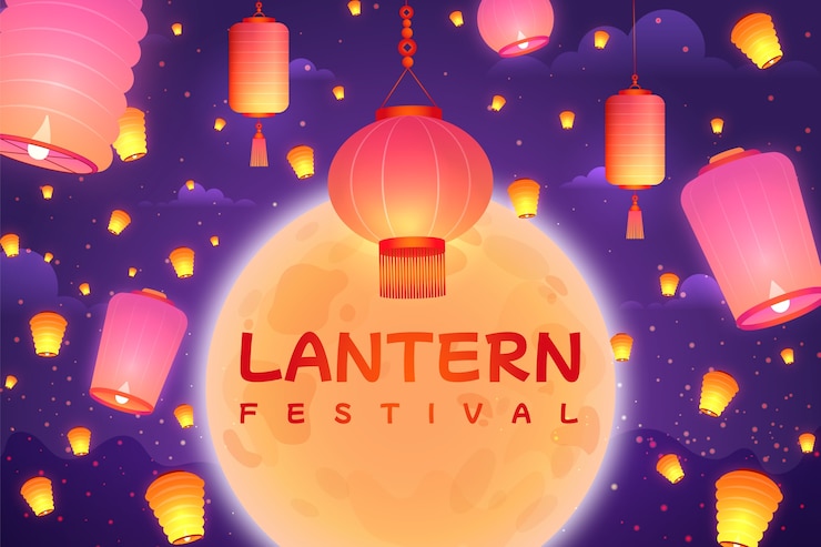 Free Vector gradient background for lantern festival celebration