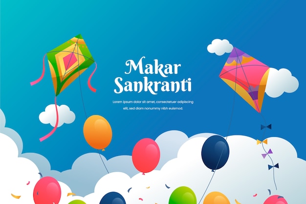 Free Vector gradient background for makar sankranti festival