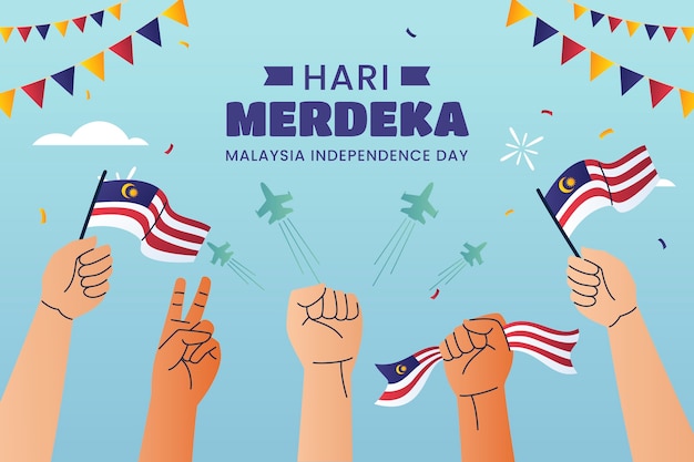 Free vector gradient background for malaysia independence day celebration