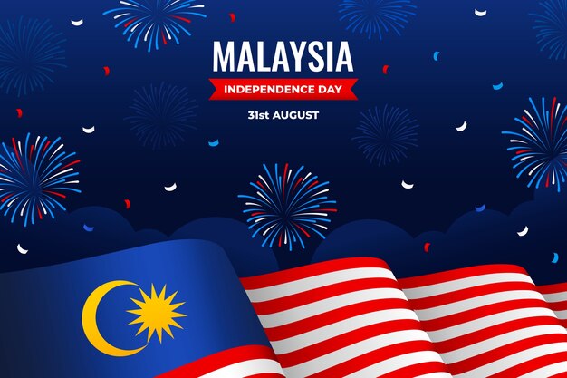 マレーシア独立記念日のお祝いのグラデーションの背景