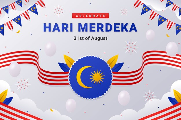 マレーシア独立記念日のお祝いのグラデーションの背景