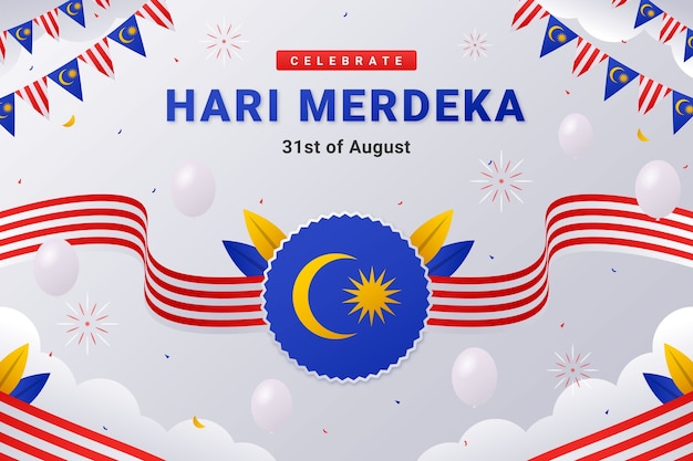 Градиентный фон для празднования дня независимости малайзии