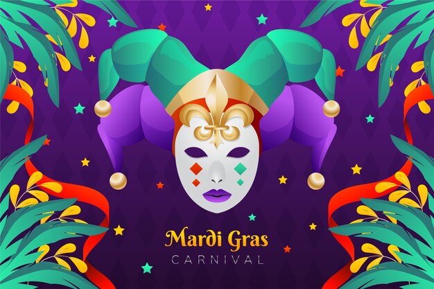 Free vector gradient background for mardi gras festival