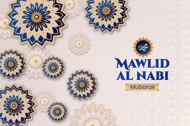 Free vector gradient background for mawlid al nabi celebration