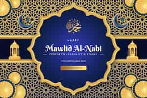 Free vector gradient background for mawlid al-nabi celebration