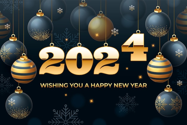 Vettore gratuito sfondo sfumato per la celebrazione del nuovo anno 2024